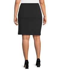 Ming Wang Plus Size Deco Crepe Chain Trim A-Line Skirt
