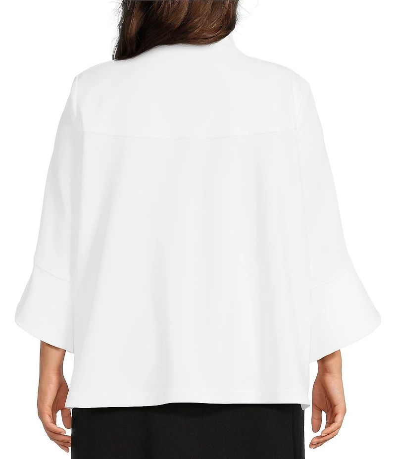 Ming Wang Plus Size Deco Crepe Winged Collar Bracelet Tulip Sleeve Jacket