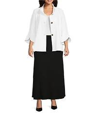 Ming Wang Plus Size Deco Crepe Winged Collar Bracelet Tulip Sleeve Jacket