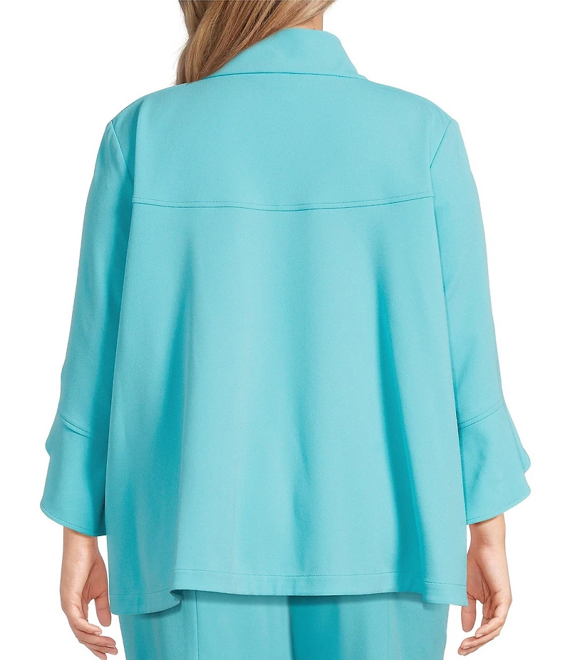 Ming Wang Plus Size Deco Crepe Winged Collar Bracelet Tulip Sleeve Jacket