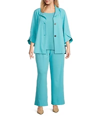 Ming Wang Plus Size Deco Crepe Winged Collar Bracelet Tulip Sleeve Jacket