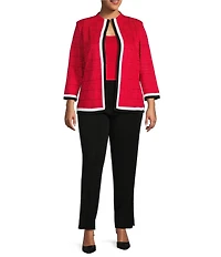 Ming Wang Plus Size Knit Pull-On Ankle Pants