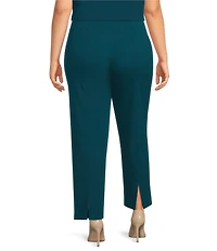 Ming Wang Plus Size Stretch Crepe Flat Front Straight-Leg Ankle Pants