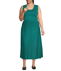 Ming Wang Plus Soft Knit Pleated A-line Skirt