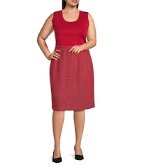 Ming Wang Plus Textured Knit Pull-On Skirt