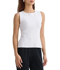 Ming Wang Ribbed Knit Boat Neck Sleeveless Tank