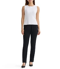 Ming Wang Ribbed Knit Boat Neck Sleeveless Tank