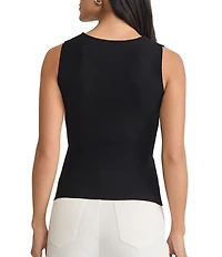 Ming Wang Ribbed Knit Boat Neck Sleeveless Tank