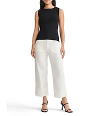 Ming Wang Ribbed Knit Boat Neck Sleeveless Tank