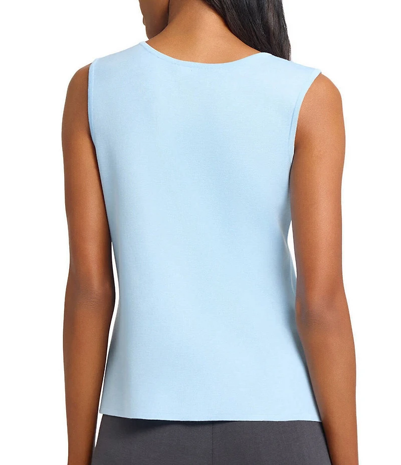 Ming Wang Scoop Neck Sleeveless Side Slit Knit Tank Top