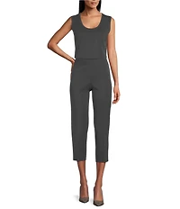 Ming Wang Scoop Neck Sleeveless Side Slit Knit Tank Top