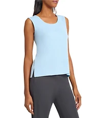 Ming Wang Scoop Neck Sleeveless Side Slit Knit Tank Top