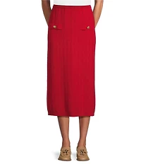 Ming Wang Soft Knit Coordinating Multi-Stitch Midi Skirt