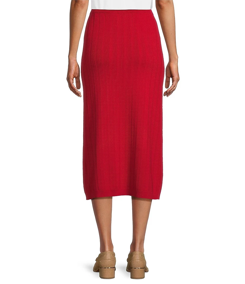 Ming Wang Soft Knit Coordinating Multi-Stitch Midi Skirt