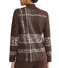 Ming Wang Soft Knit Jacquard Mock Neck Bracelet Sleeve Tunic