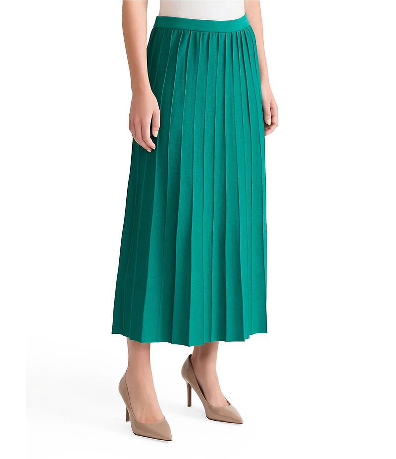 Ming Wang Soft Knit Pleated A-line Skirt