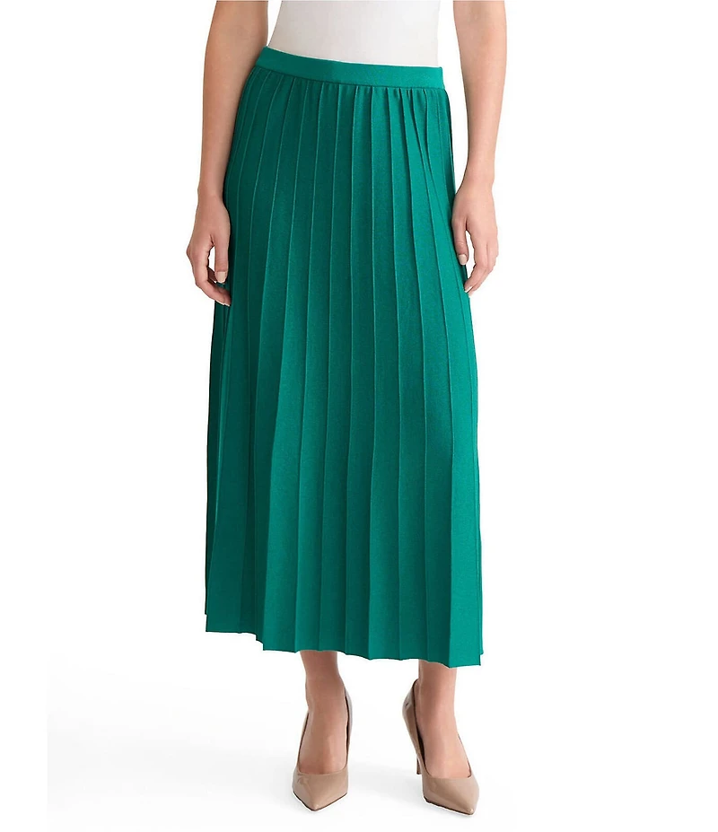 Ming Wang Soft Knit Pleated A-line Skirt