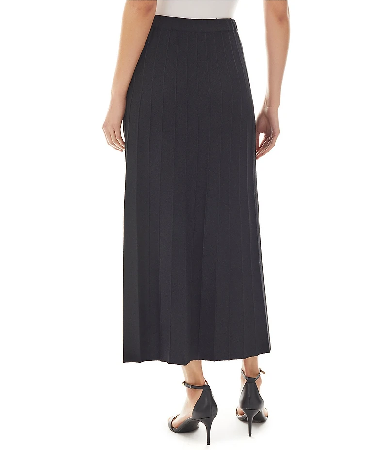 Ming Wang Soft Knit Pleated Pull-On Maxi Skirt