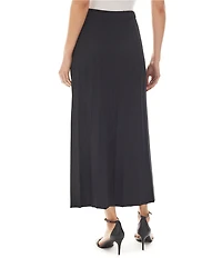Ming Wang Soft Knit Pleated Pull-On Maxi Skirt