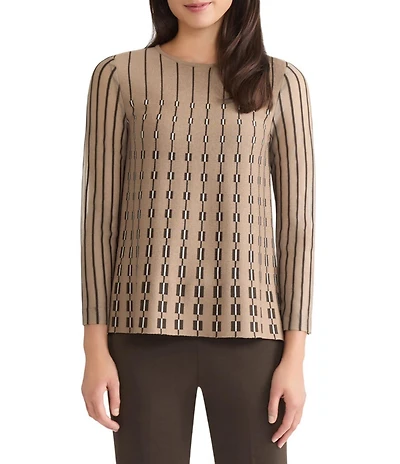 Ming Wang Soft Knit Round Neck Long Sleeve Top