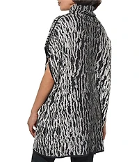 Ming Wang Soft Knit Zebra Print Turtleneck Short Sleeve Tunic