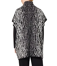 Ming Wang Soft Knit Zebra Print Turtleneck Short Sleeve Tunic
