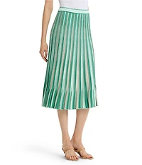 Ming Wang Soft Stripe Knit Pull-On Flounce Skirt