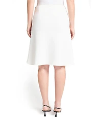 Ming Wang Solid Stretch Deco Crepe A-Line Skirt