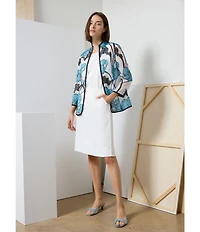 Ming Wang Solid Stretch Deco Crepe A-Line Skirt