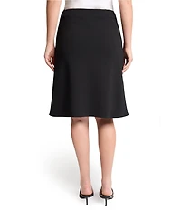 Ming Wang Solid Stretch Deco Crepe A-Line Skirt