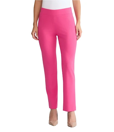 Ming Wang Stretch Crepe Flat Front Straight-Leg Ankle Pants
