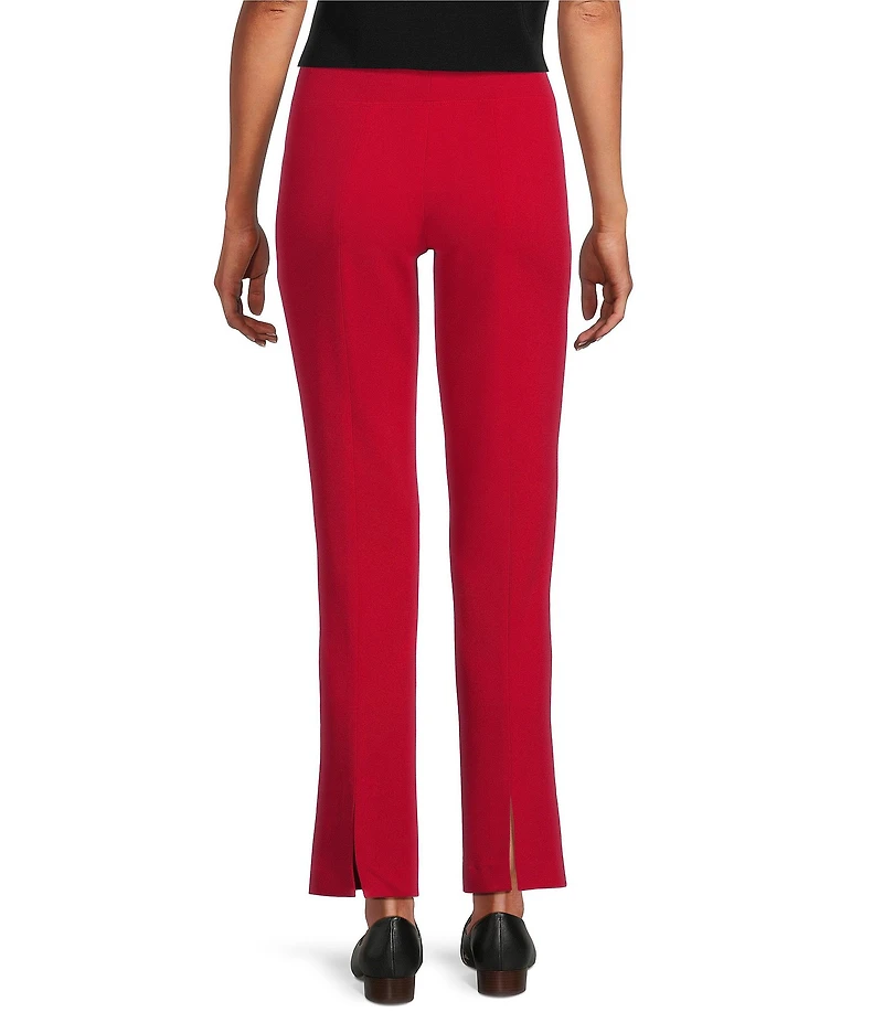Ming Wang Stretch Crepe Flat Front Straight-Leg Ankle Pants