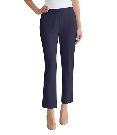 Ming Wang Stretch Crepe Flat Front Straight-Leg Ankle Pants