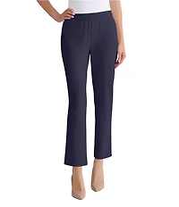 Ming Wang Stretch Crepe Flat Front Straight-Leg Ankle Pants