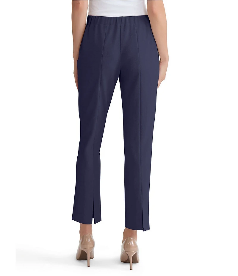 Ming Wang Stretch Crepe Flat Front Straight-Leg Ankle Pants