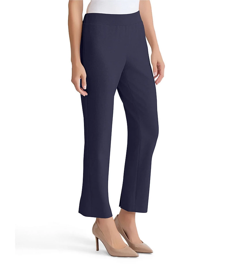Ming Wang Stretch Crepe Flat Front Straight-Leg Ankle Pants