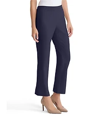 Ming Wang Stretch Crepe Flat Front Straight-Leg Ankle Pants