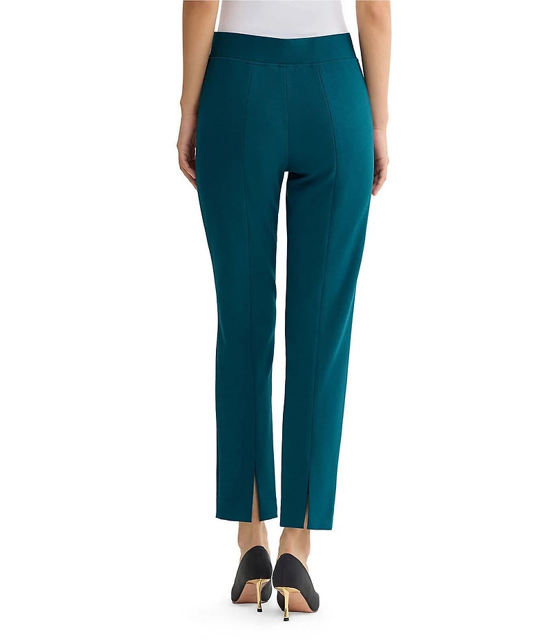 Ming Wang Stretch Crepe Flat Front Straight Leg Ankle Pants