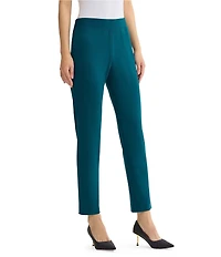 Ming Wang Stretch Crepe Flat Front Straight Leg Ankle Pants
