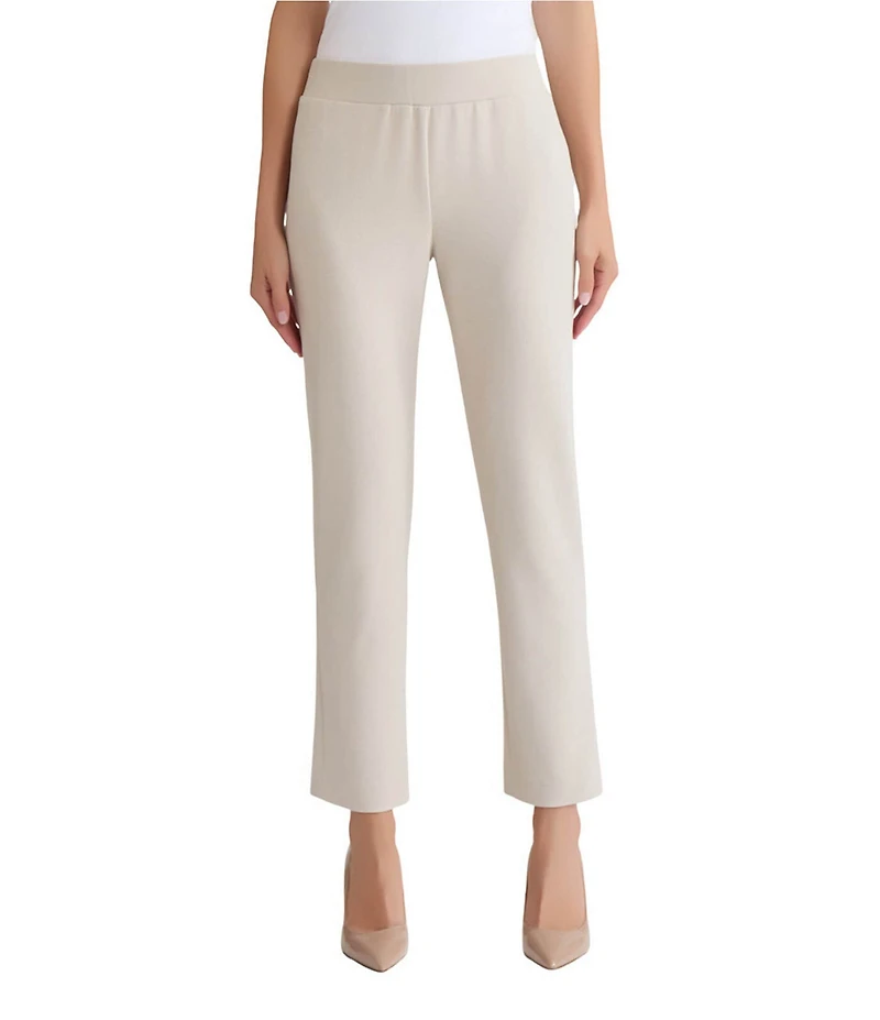 Ming Wang Stretch Crepe Flat Front Straight-Leg Ankle Pants