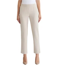 Ming Wang Stretch Crepe Flat Front Straight-Leg Ankle Pants