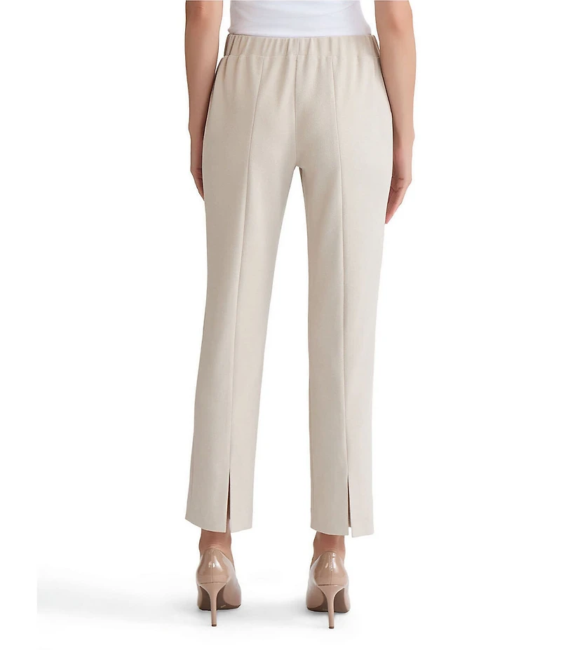 Ming Wang Stretch Crepe Flat Front Straight-Leg Ankle Pants
