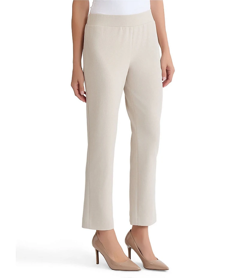 Ming Wang Stretch Crepe Flat Front Straight-Leg Ankle Pants