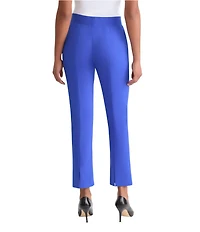 Ming Wang Stretch Crepe Flat Front Straight-Leg Ankle Pants