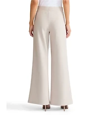 Ming Wang Stretch Crepe Flat Front Wide-Leg Pants