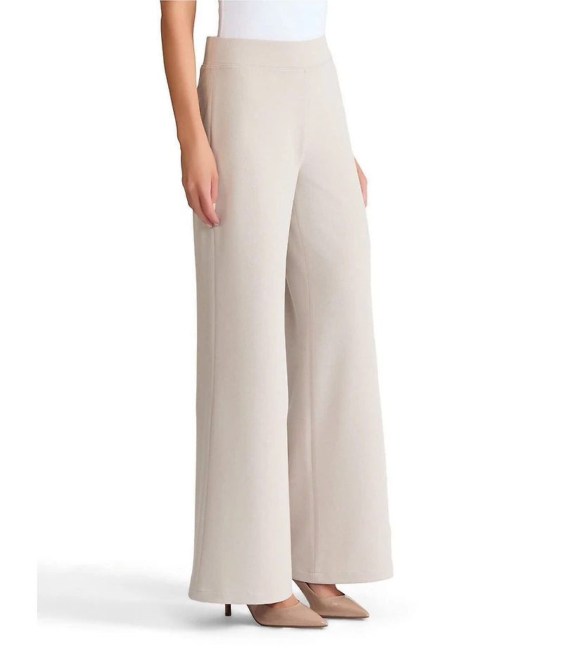 Ming Wang Stretch Crepe Flat Front Wide-Leg Pants