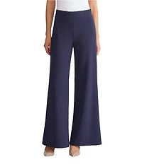 Ming Wang Stretch Crepe Flat Front Wide-Leg Pants