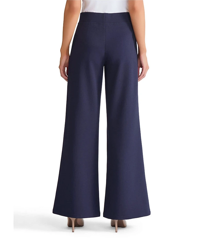 Ming Wang Stretch Crepe Flat Front Wide-Leg Pants