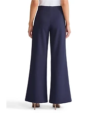 Ming Wang Stretch Crepe Flat Front Wide-Leg Pants