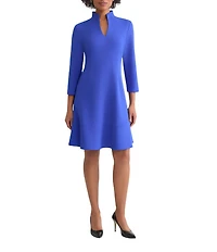 Ming Wang Stretch Crepe Funnel Neck Bracelet Sleeve A-Line Dress